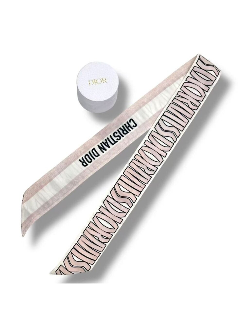 Dior Mitzah Scarf Silk Logo Pink White